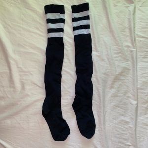 Thigh high black and white socks